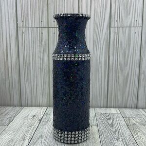 Frosted black vase iridescent
